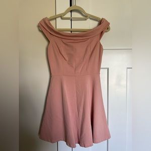 LULUS blush off-shoulder skater mini dress in S